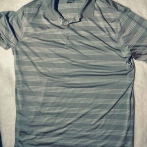 Nike Mens Golf Tour Performance Dri-fit Polo Shirt Size L Striped Grey White